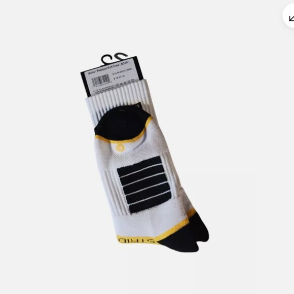 Strideline IDAHO Premium Knit Crew Socks Size: M/L Set of 2 Black White Yellow - Picture 7 of 10